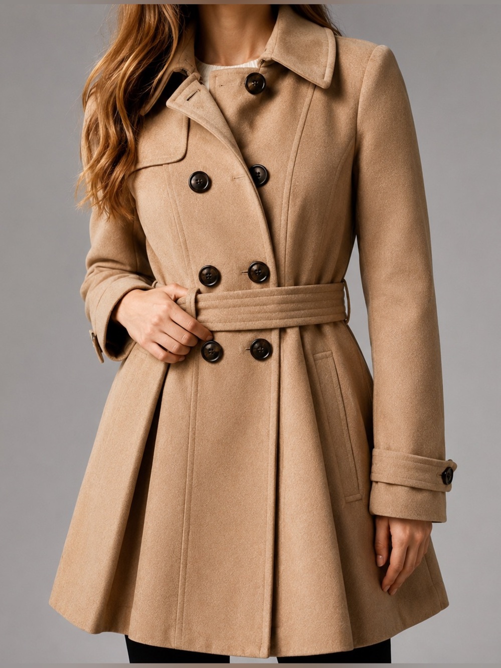 Victoria’s Secret Fit & Flare Princess Wool Trench Coat Pearl Beige Size M
